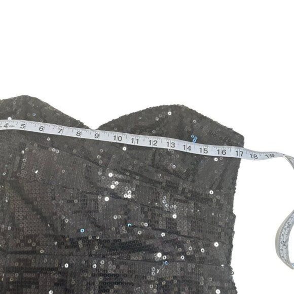 Forever 21 Black Strapless Sequin Mini Dress Size L Party Cocktail Evening - Picture 5 of 16
